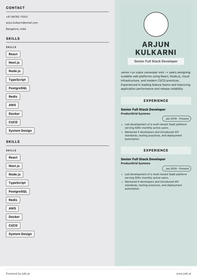 Senior resume example