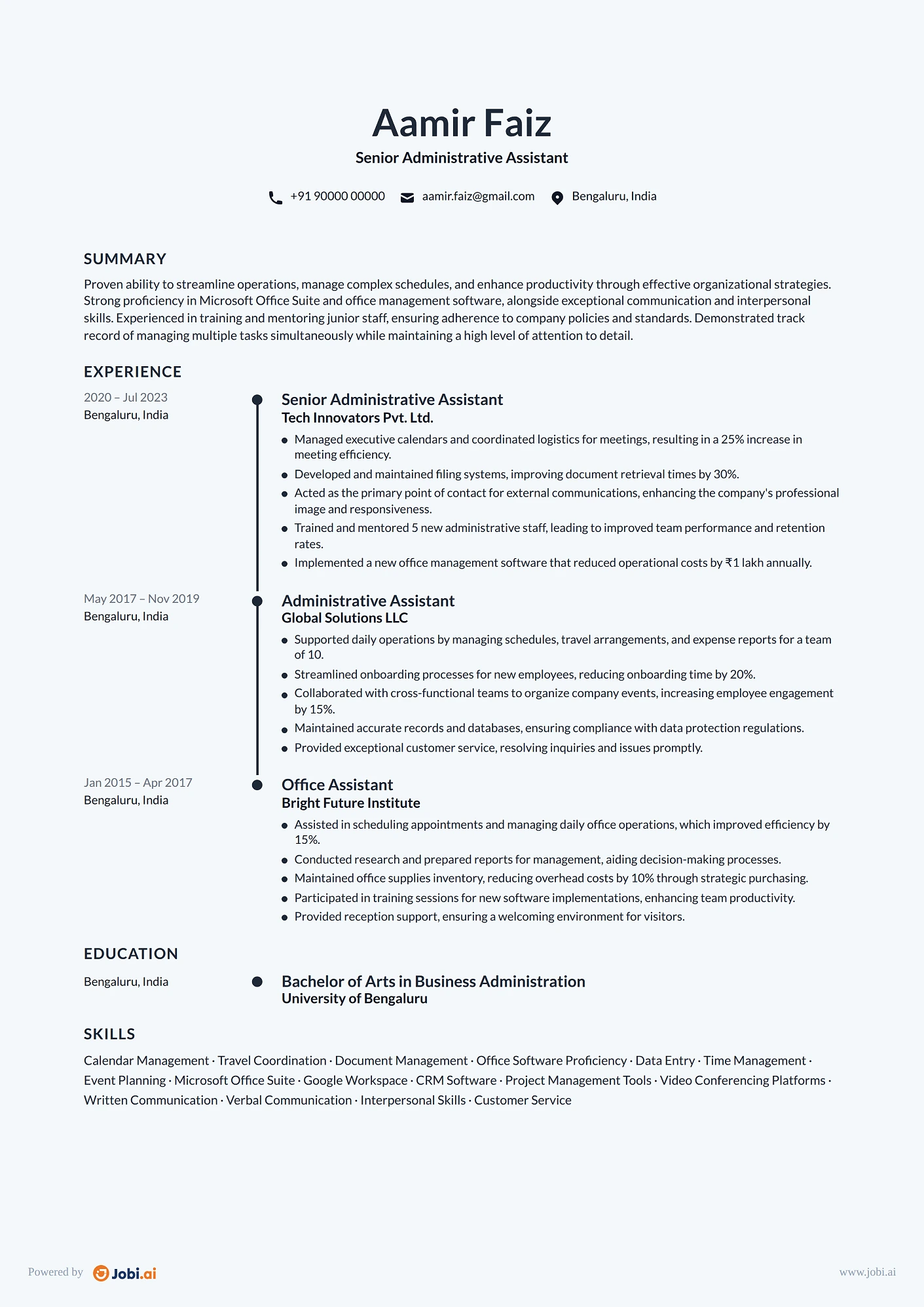 Administrative Assistant resume example — Senior Administrative Assistant