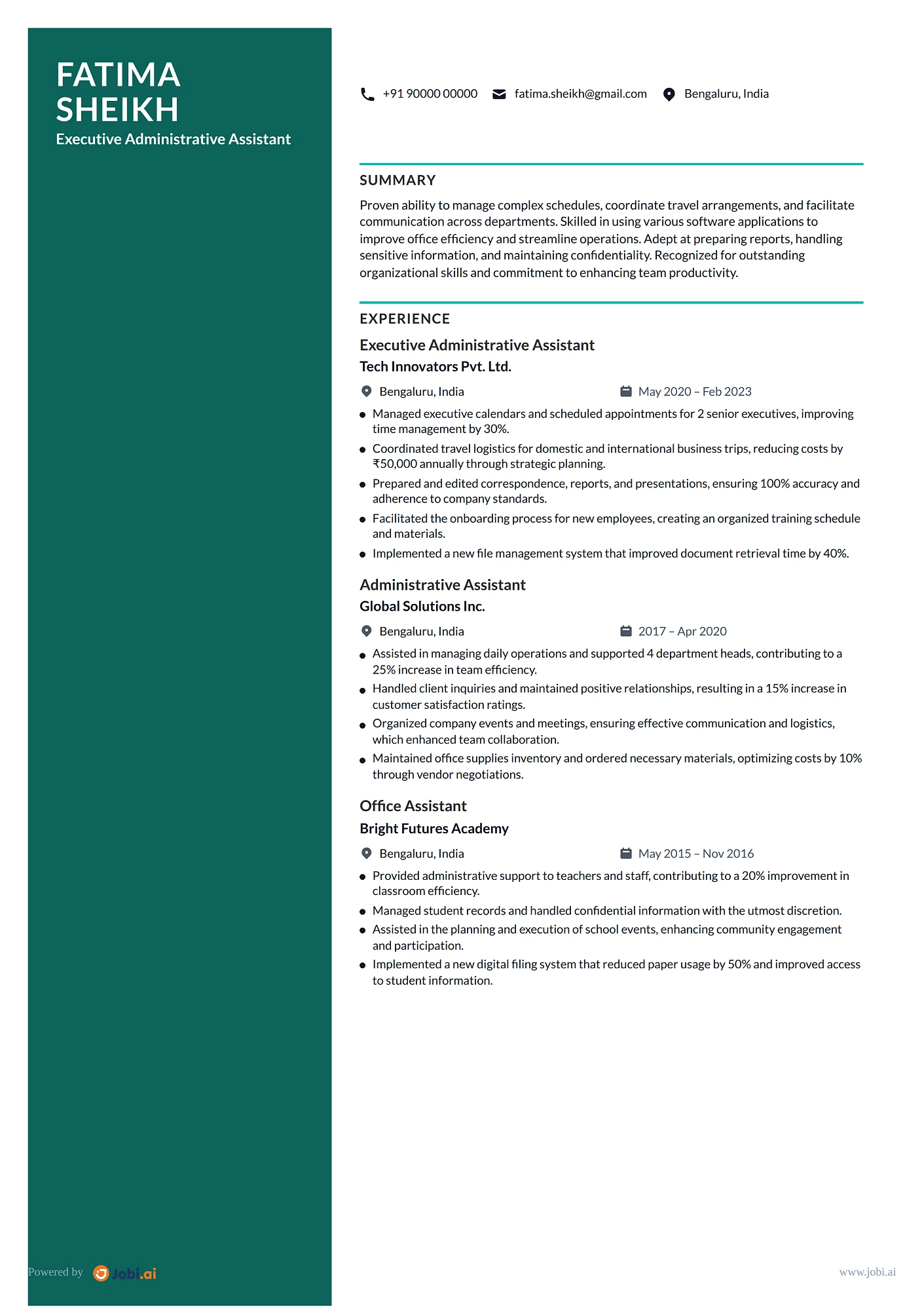 Administrative Assistant resume example — Executive Administrative Assistant