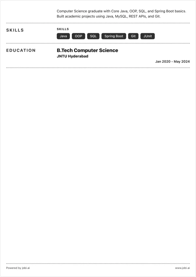 Fresher resume example