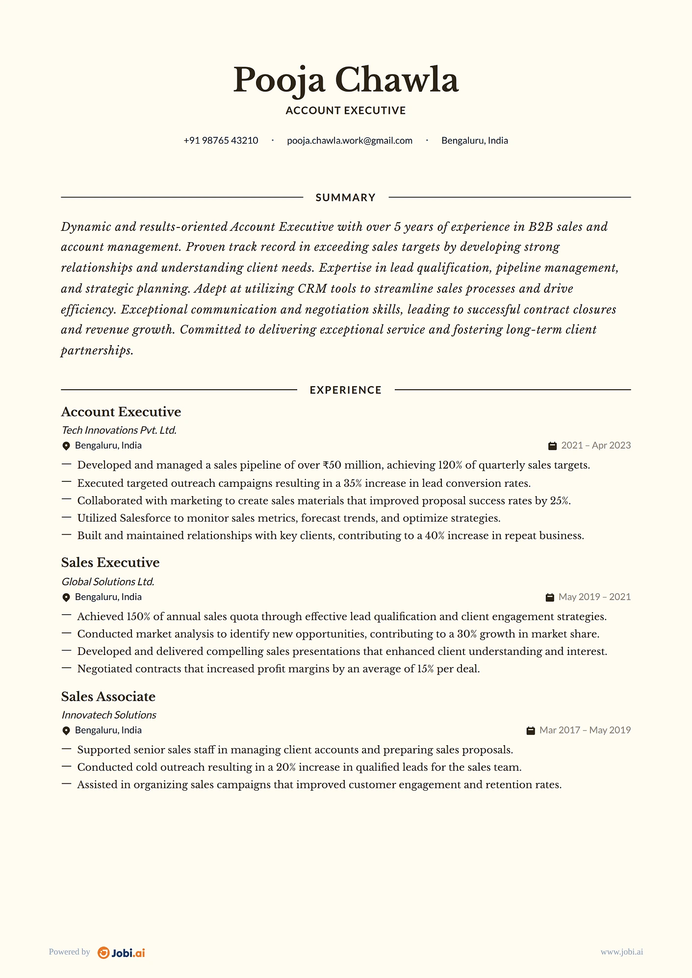 Account Executive resume example