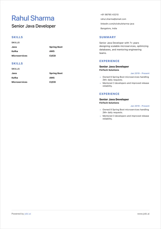 Senior resume example