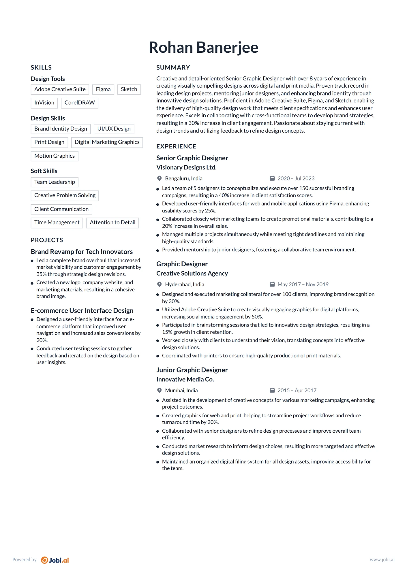 Graphic Designer resume example — Senior Graphic Designer