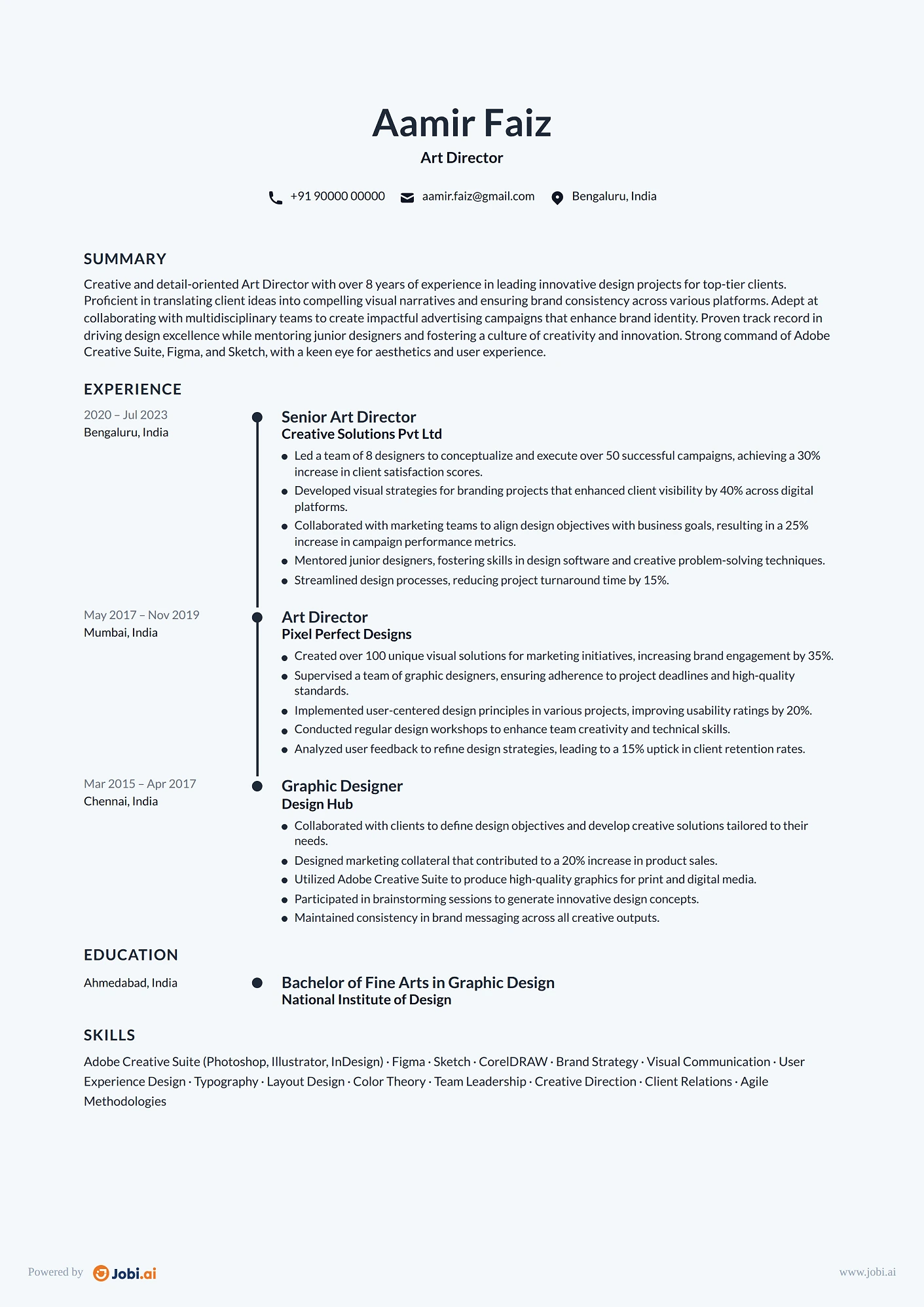 Graphic Designer resume example — Art Director