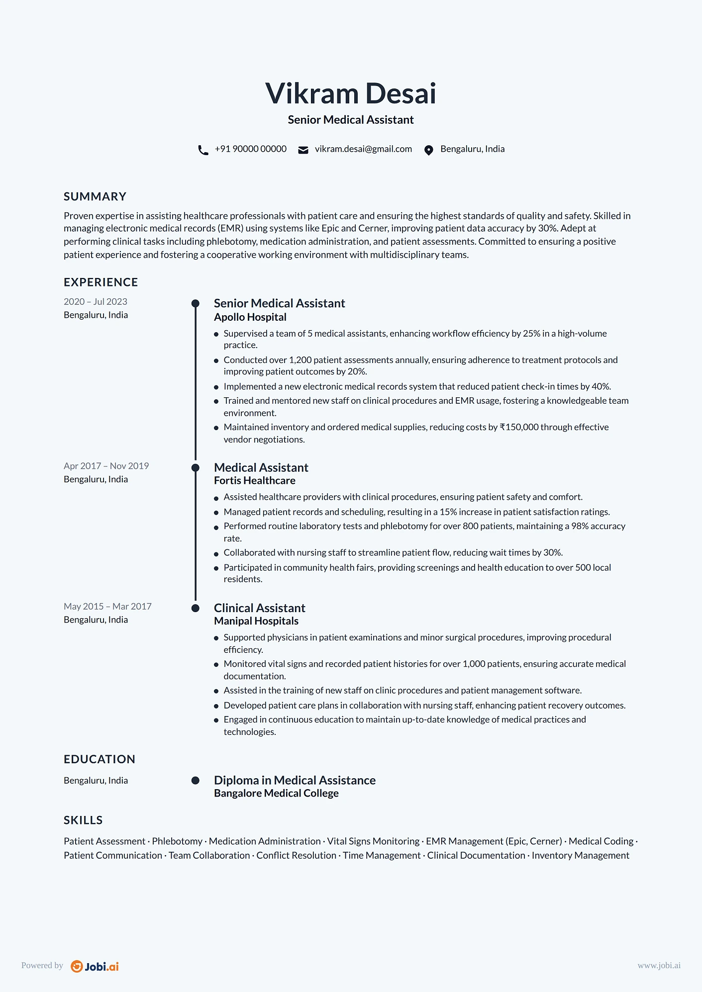 Medical Assistant resume example