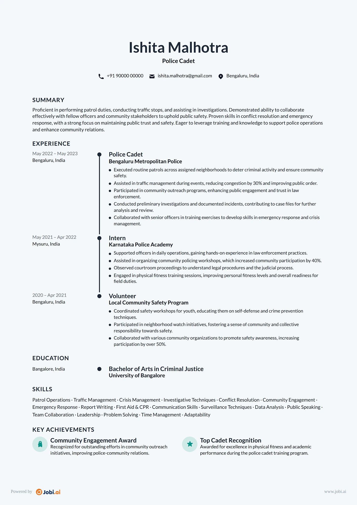 Police Officer resume example