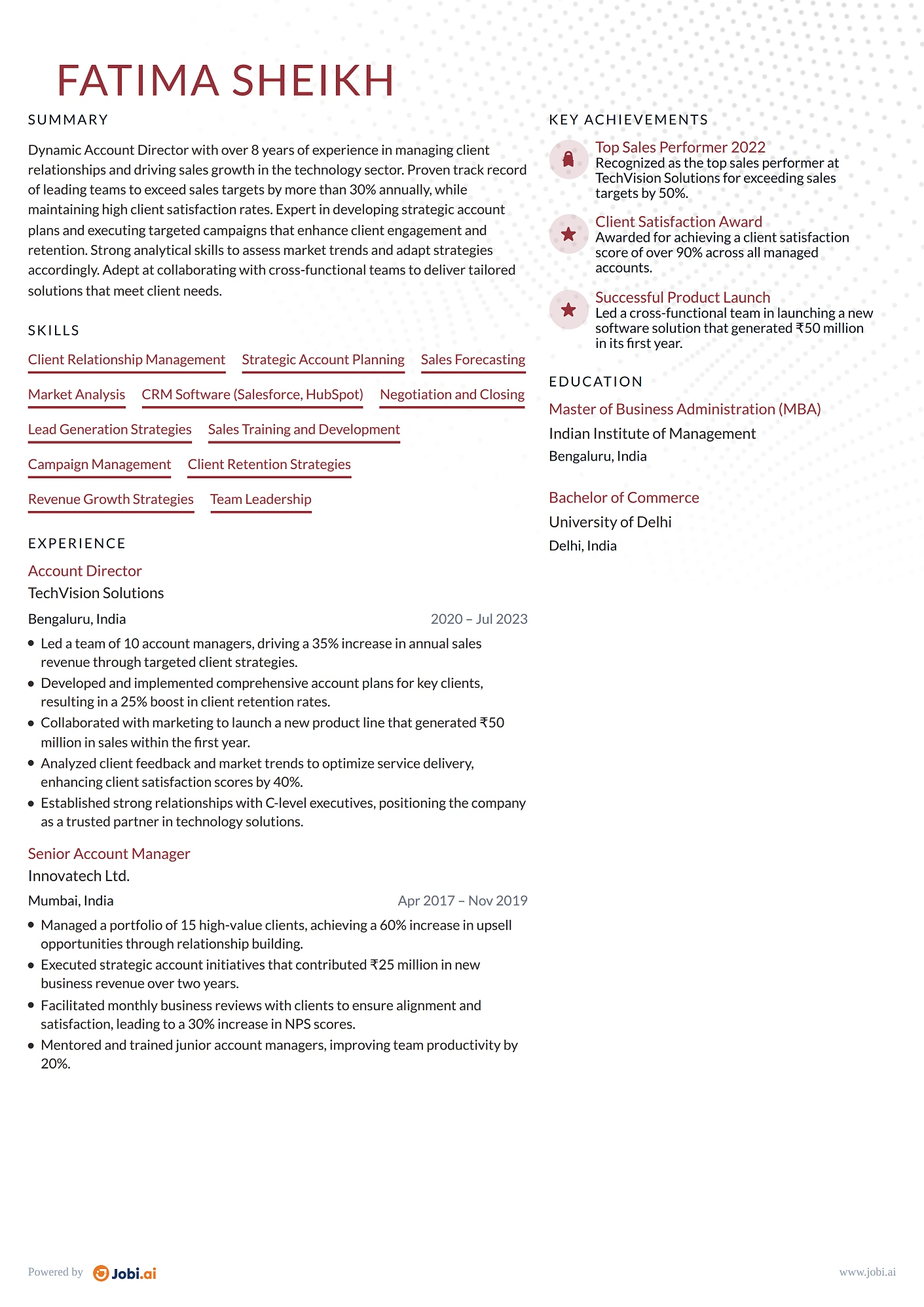 Account Manager resume example — Account Director