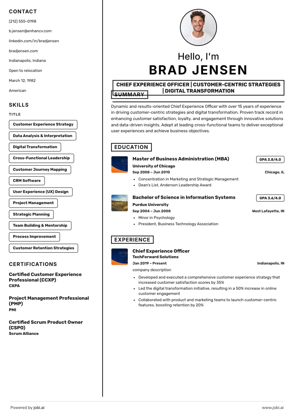 Boxed Mono Split Resume preview
