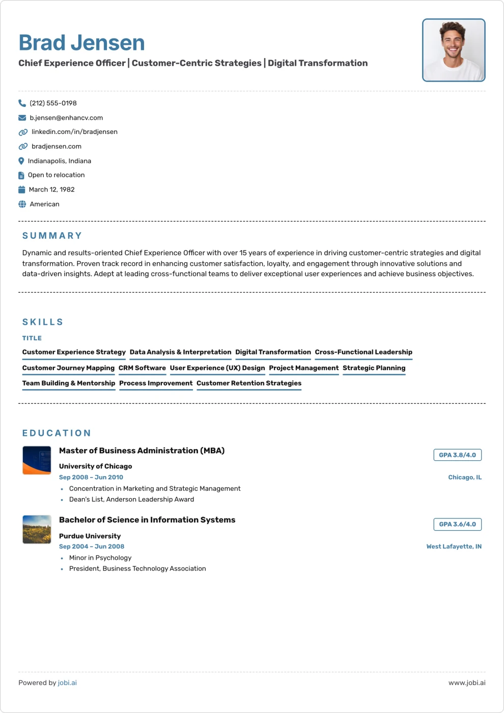 Dashed Blue Professional Resume preview
