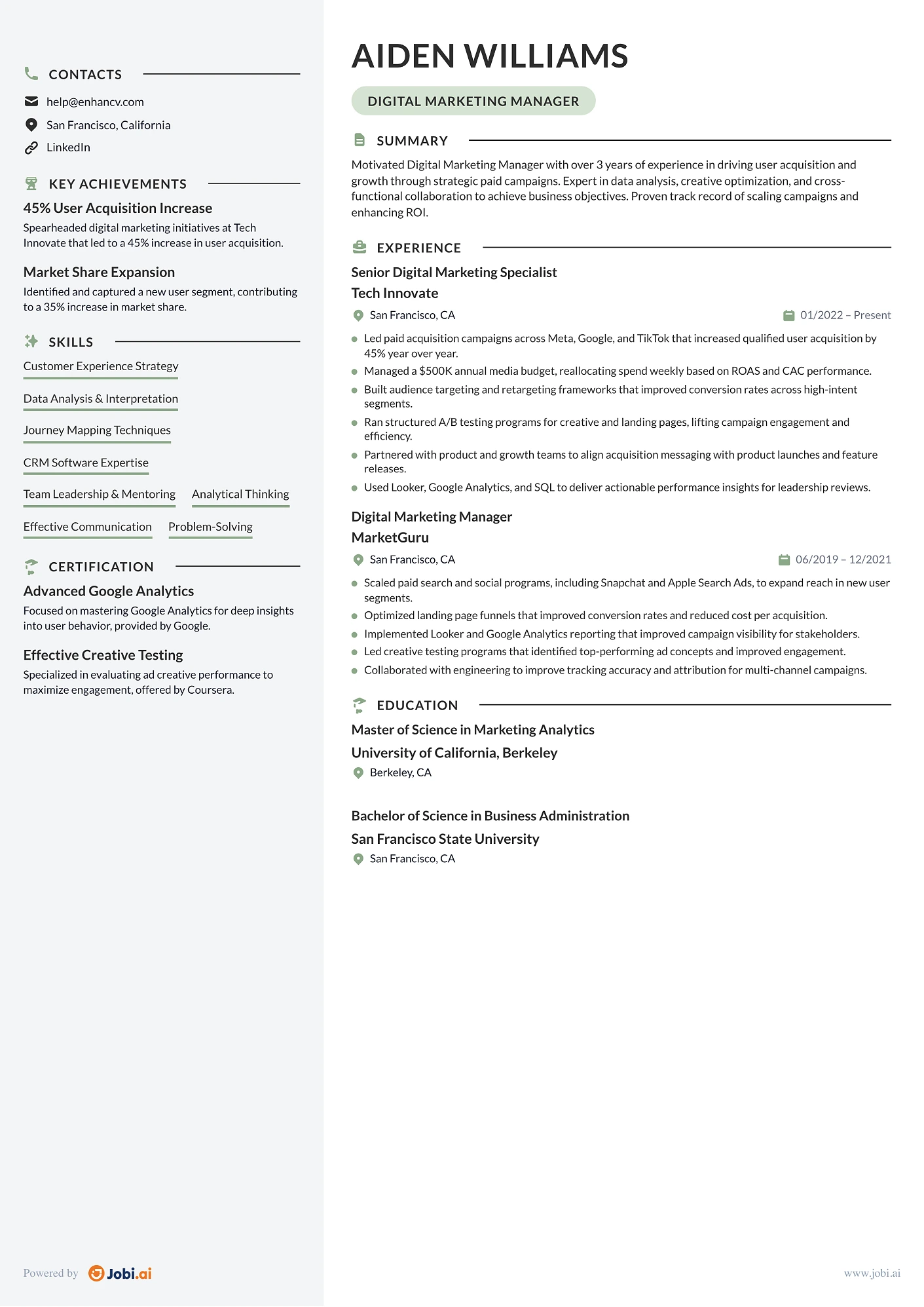 Digital Marketing Sidebar preview