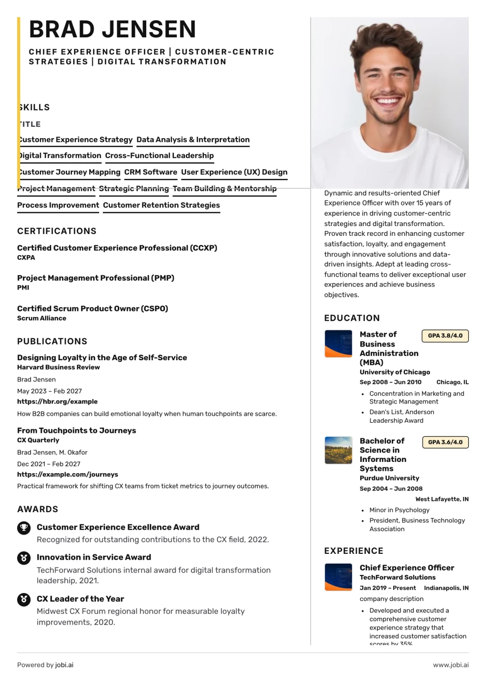 Executive Yellow Photo Resume preview