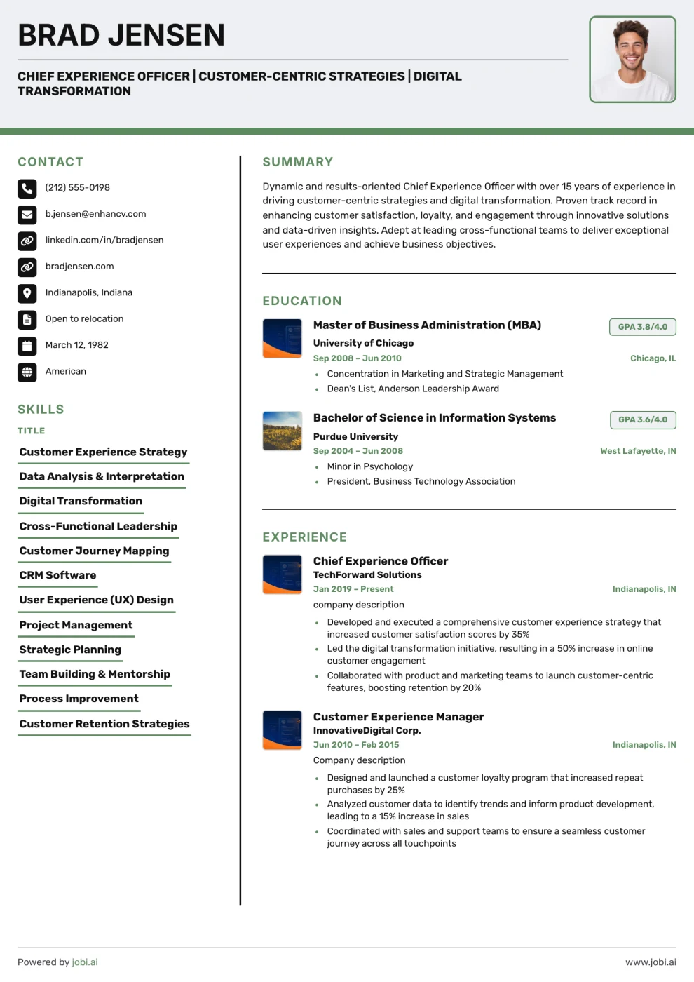 Green Rule Professional Resume preview