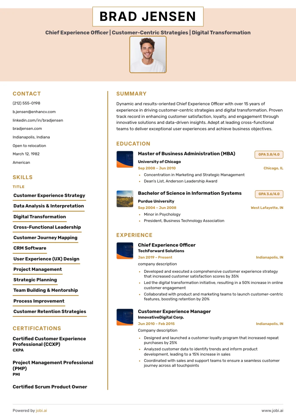 Peach Gold Split Resume preview